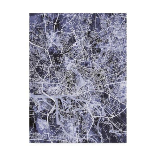 Michael Tompsett 'Hamburg Germany City Map Watercolor Blue' Canvas Art, 14x19, Trademark Fine Art, Mfr#: MT02338-C1419GG